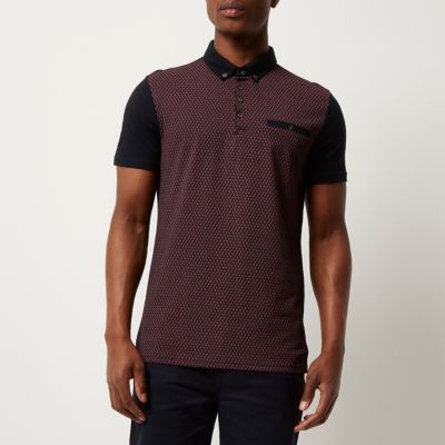 Red paloma print polo shirt